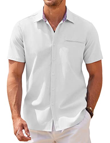 Image of COOFANDY Men's Casual Shirts Short Sleeve Button Down Shirt for Men Wedding Beach Fashion Shirt