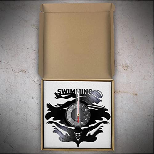 Horloge murale natation en disque vinyle de plongeur pour décoration maison - 5