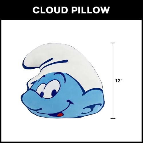 Image of Northwest Smurfs Little Smurf Guy Cloud Pillow 12 inch - Plush Cartoon Stuffed Toy for Kids & Adults, Blue Character Throw Pillow, Bedroom Decor