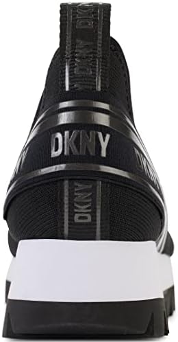DKNY Women's Rubber Sole Knit Low-top Sneaker, Black/White, 7 | Image 1