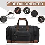 Litvyak Duffle Bag for Travel, 50L Canvas Travel Duffel Bags Overnight Weekend Gym Carry On Luggage Bag for Men & Women(Black) - Image 5