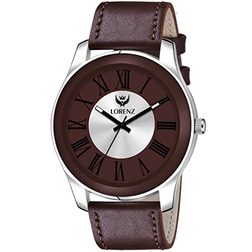 Image of LORENZ Two Tone Dial & Brown Leather Strap Analogue Watch for Men