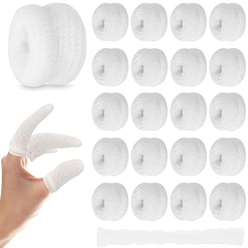 RSYHVG 20 Pcs White Finger Cots, Thumb Bandage, Finger Protection in Tubular Stalls for Work & Kitchen