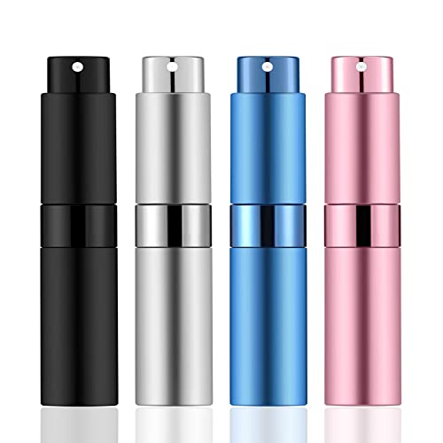 KOIBITO 7PCS/8ML Portable Refillable Mini Perfume Atomizer Bottles, Empty Cologne Spray Bottle, Pocket Travel Perfume Bottles Include Refill Tools (Matte Black,Pink,Blue,Silver) - Main Image