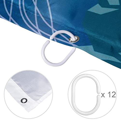 Rideau de douche méduse bleue 152x183 cm imperméable avec crochets - 5