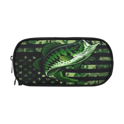 Image of ANANGTEE Cute Green Glory Fish Pencil Case for Boys Teen Girls, Large Capacity Canvas School Suppies Zipper Pouch, Office Desk Soft Organizer Travel Pen Box