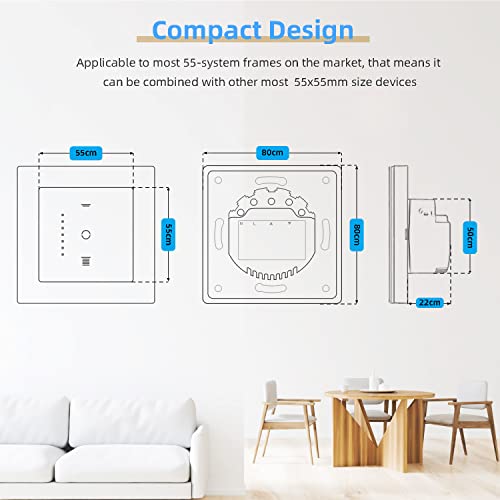 CURRYSMARTER WLAN Rollladenschalter [6Gen] funktioniert mit Alexa,Rollladensteuerung mit Kindersicherung, Rolladen Timer benötigt Nullleiter,Jalousien Schalter kompatibel mit Echo Alexa/Google,80x80mm
