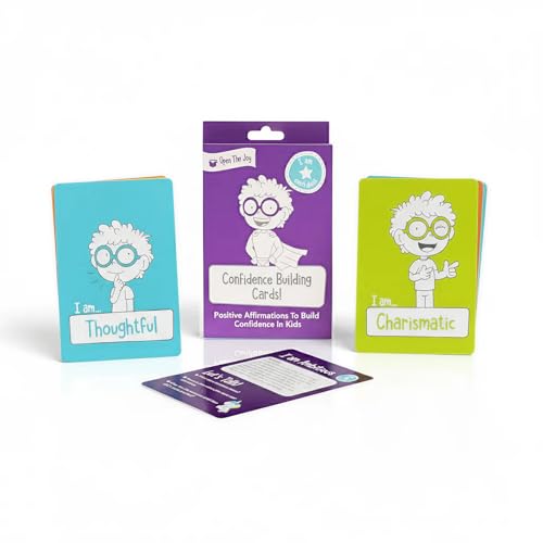 Confidence Building Cards for Kids | 50+ Positive Affirmation & Self-Esteem Building Activities | Mindfulness, Emotional Intelligence & Self-Reflection Deck | Screen-Free Learning Tool for Ages 4+
