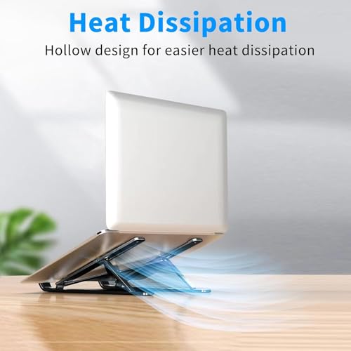 Image of Laptop Stand, Laptop Holder Riser Computer Tablet Stand, 7 AnglesFoldable Portable Desktop Holder Compatible with 10-15.6 inch MacBook,iPad, HP, Dell, Lenovo (Black)
