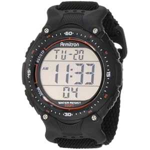 Armitron Sport Men’s 408159BLK Chronograph Black Strap Digital Display Watch