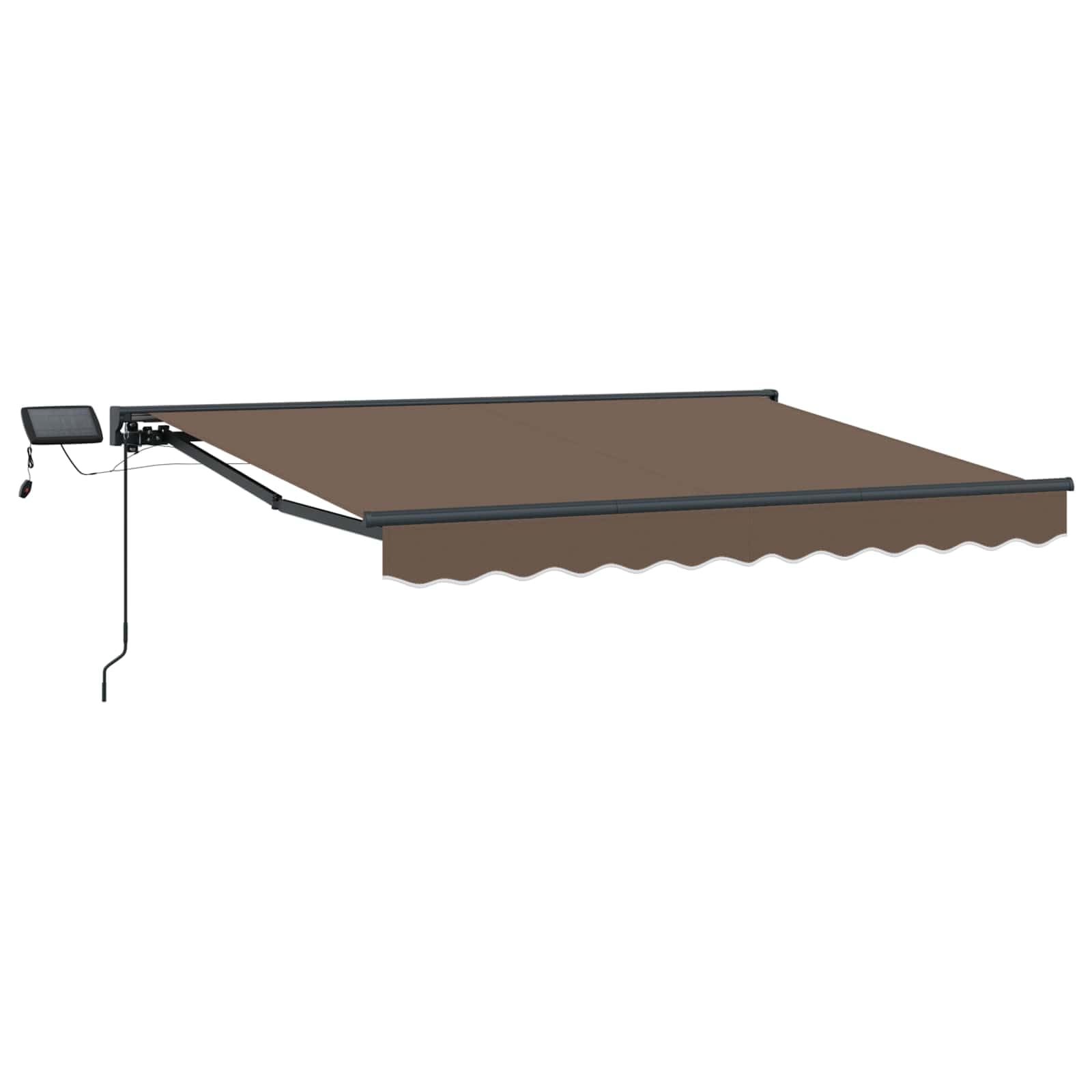 Toldo para jardín manual 3,5x2 m con luz LED gris pardo y estructura exterior ajustable