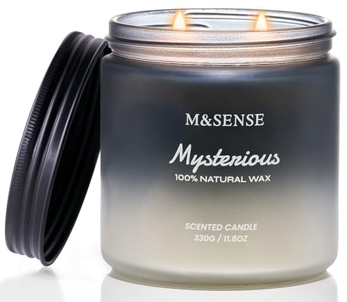 M&SENSE Geheimnisvoller Pfeffer Lavender Duftkerze Männer groß mit 2 Docht Sojawachskerze 330g 70 Std. lang anhaltend maskuline Kerzen Geschenk für Männer Weihnachten MSDDEU0703 FestivalCheer