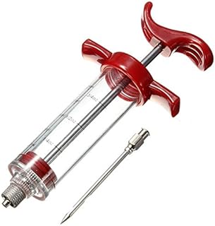 S-TROUBLE Stainless Steel Spice Syringe Marinade Injector Flavor Syringe Cooking Meat Poultry Turkey Chicken Kitchen BBQ Tool