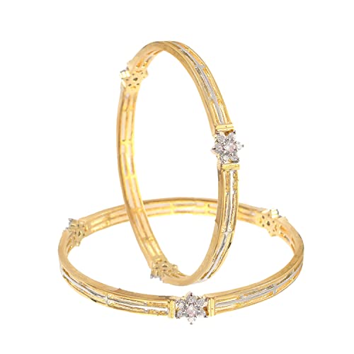 Jewar Bangles Indian Rajasthani Handmade Meena Work Gold Plated Ad Traditional Jewelry gifting wedding 6364 (2 pcs silver golden white, 2.10)2