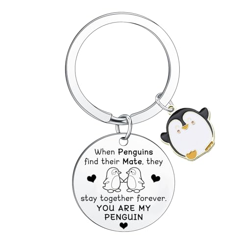 BESPMOSP Divertente pinguino regalo per le donne coppia portachiavi amante dei pinguini regali per marito, moglie, fidanzato, fidanzata, Natale, compleanno, San Valentino, regalo per lui, lei