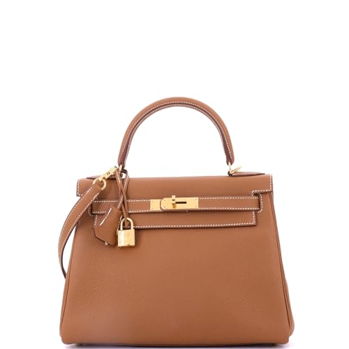 Hermès, Pre-Loved Kelly Handbag Brown Togo with Gold Hardware 28,