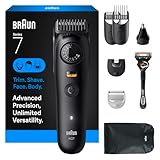 Braun All-in-One Series 7 Beard and Body Trimmer, AIO 7530 for Men with Gillette ProGlide Razor, Cordless Grooming System with Precision Length Control, Rechargeable Electric Facial Hair Tool