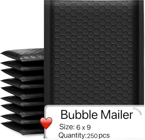 FCLMHD Poly Bubble Mailers 6x10 inch 250pcs Waterproof Envelopes Shipping Envelopes Bags Black Padded Bubble Envelopes for Shipping/Packaging/Mailing Self-Seal(250, 6x10) by FCLMHD - Image 2