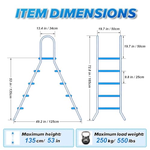 Escalera para piscina con 4 peldaños doble cara de acero inoxidable miniatura 5