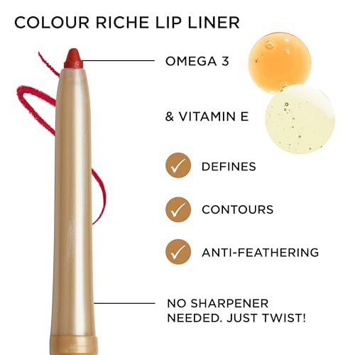 L'Oreal Paris Colour Riche Lip Liner Pencil, Creamy Lip Liner with Omega 3 and Vitamin E, 300 Le Rouge Paris (True Red) - image 4