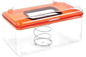 Mask Storage Box with Lid - Transparent Mask Organizer Case, Openable Mask Dispenser with Spring