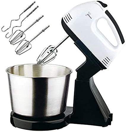 Krupakar 2 in 1 Stand Mixer Electric Cooking Beater with 7 Speed Control Cake Dough Mixer Handheld Stand Blender for Cake, Butter, Bread, Desserts - 220 Watt