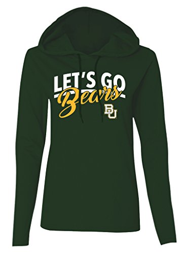 NCAA Baylor Bears Women's Long Sleeve Hooded T-Shirt, Forest Green, Medium