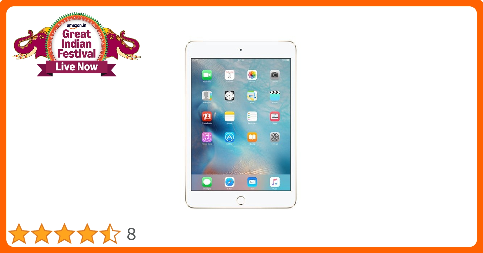 Apple iPad Mini 4 Tablet (7.9 inch, 128GB, Wi-Fi+4G) Gold