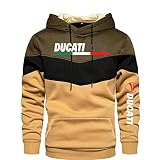 ORZEY Herren Hoodie Pullover für Ducati Bedrucktes Unisex Farbblock Sweatshirt Lässige Langarm Hoodie Fleece Sport Oberbekleidung – Geschenk-Khaki||L