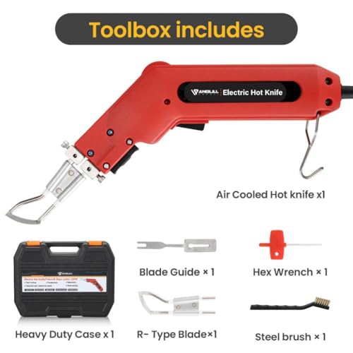 Anbull 100W Rope Cutter Fabric Cutter, Pro Electric Hot Knife Heat Sealer with Adjustable Power, Cutting Tool Kit- with Blades & Accessories (110V/100W) — view 2