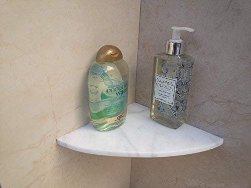 Corner Shelf White Marble Bianco Carrara Stone Two Sides Polished 9" X 9" Rounded Front #TOP1