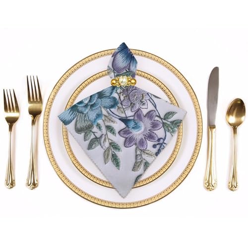 Servilletas de Tela Florales Azules y Moradas Cuadradas 47.5 cm miniatura 3