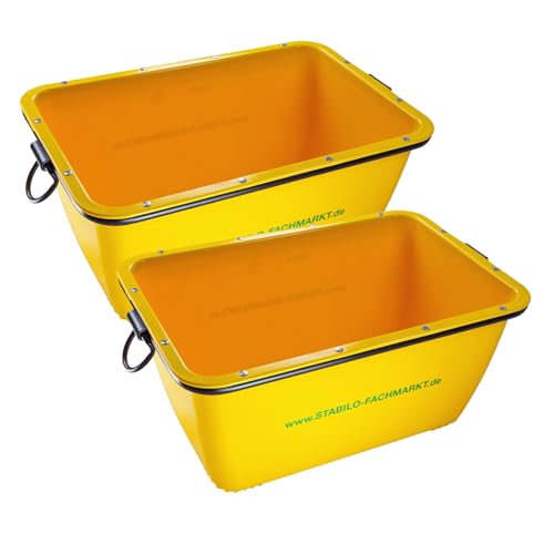 2x Mörtelkasten 110x67x49 cm, 200 Liter - Mörtelwanne, Mörtelkübel, Baukübel, Zementwanne, kranbar, robust und strapazierfähig, ideal für schwere Baustellenarbeiten und Transport von Mörtel und Zement
