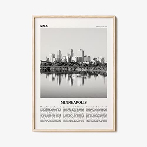 Minneapolis Print Black and White Lake, Minneapolis Wall Art, Minneapolis Poster, Twin Cities Hennepin Minnesota USA United States