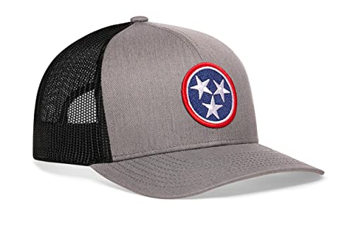 HAKA Tennessee Flag Gray & Black Trucker Hat – Tennessee Mesh Snapback Cap for Men, & Women Golf Baseball Dad Hat