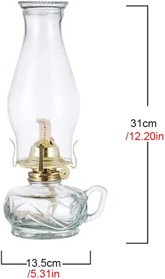 Decorative Lighting Retro Classic Glass Kerosene Lamp Spherical Vintage Oil Lamp Old Fashioned Home Emergency Oil Burning Lantern Creative Desk Lighting Portable Camping Table Lights