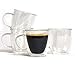 Moderna Espresso Cups with Handle, Made of Borosilicate Glass, Double Walled Vacuum Thermo Insulated for Hot and Cold Drinks, Set of 4, 5 oz, fits Nespresso, Coffee, Latte, Cappuccino, Tea