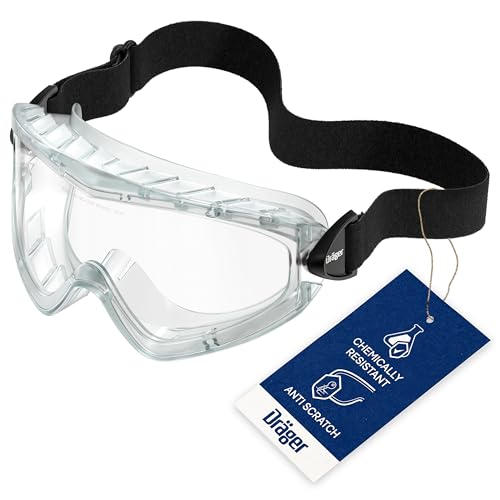 Dräger safety goggles X-pect 4400 | Fog-free full-vision goggles | For construction sites, laboratories, workshops | Scratch-resistant & break-proof acetate lens with chemical resistance, 1 piece
