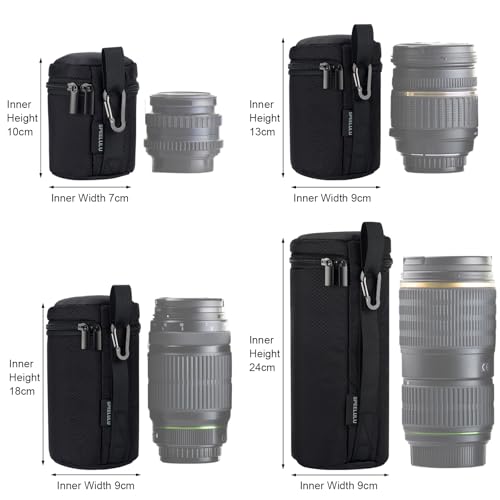 Wasserdichte Objektivtasche Set, Kameraobjektivhülle Objektivschutztasche, Kamera Objektivhülle (4-Größe-Packung), Schutzkamera-Objektivhülle für DSLR-Kameraobjektiv, dicke Kameraobjektivtasche