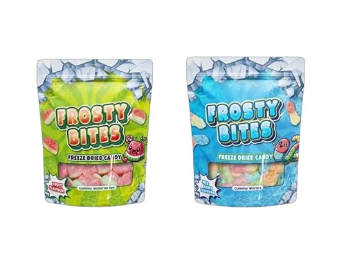2 caramelos liofilizados – Candy congelado (50 g) | Frosty Bites | Crujientes e intensos (sandía y gusano)