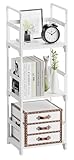 FIDUCIAL HOME 3 Tiers Small Bookshelf Book Shelf White Kids Bookcase Mini Short Book Rack Storage Organizer Easy Assemble, Sturdy
