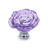 Drawer Knobs 12 Pack,PUQU 50mm Rose Shaped Purple Crystal Glass Cabinet Door Dresser Handles Pulls...