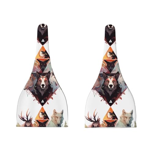 Baby Beanie Wolves and Reindeer Knotted Hat - Soft, Warm, Comfortable, Headwear for Newborns, 0-6 Months Black3