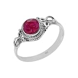 Ruby Stone Ring, Handmade 925 Sterling Silver Rings for Women Girls, Natural Gemstone Ring US size 1
