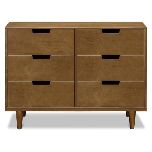 Image of Marley 6-Drawer Dresser - Baby Dresser for Nursery - Kids Bedroom Furniture - Double Chest of Drawers for Toddler Boys and Girls - Versatile Wood Dresser for Living Room, Hallway - Walnut