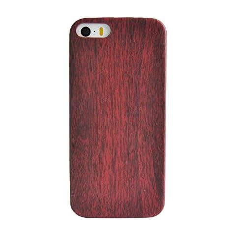 Cozyswan 3958373 Retro Natural Wood Style Wooden Pattern Bamboo TPU Hard Case Cover for iPhone 5 - Red Cover
