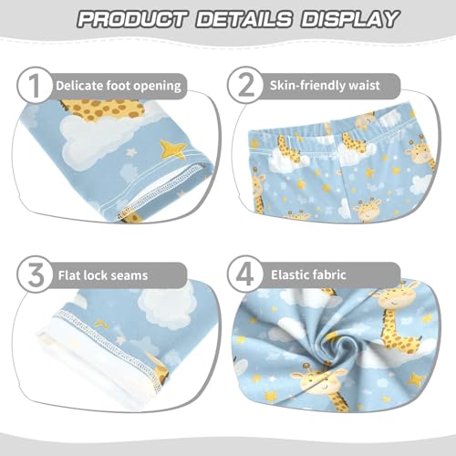 ALAZA Girls' Leggings Children's Yoga Pants Skinny Printed Dance Giraffe Cloud Blue Comfortable 4T2