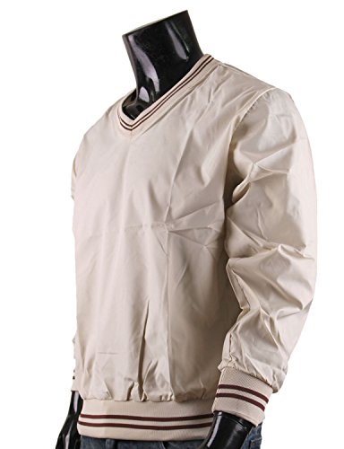 Bcpolo Men's Windshirt V-Neck Wind Shirt Wind Shirt Windbreaker Shirt Golf Shirt Us X-Large(Asain 2Xl) Beige #TOP2