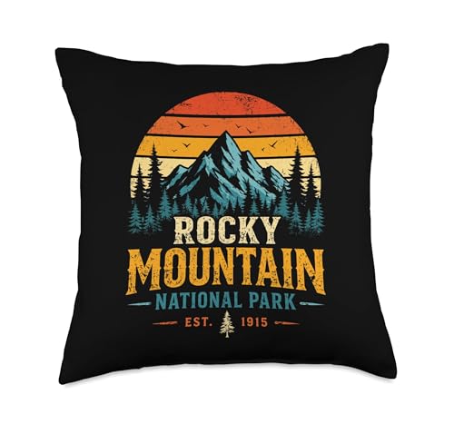 Rocky Mountain National Park Colorado Vintage Hiking Throw Pillow
