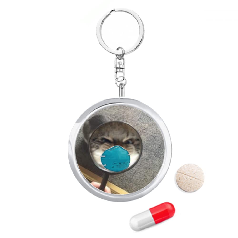 Pet Mirror Angry Head Cat Happy Pill Case Portable Container for Purse